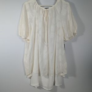 Vince Camuto Cream Ivory Floral Lace Blouse